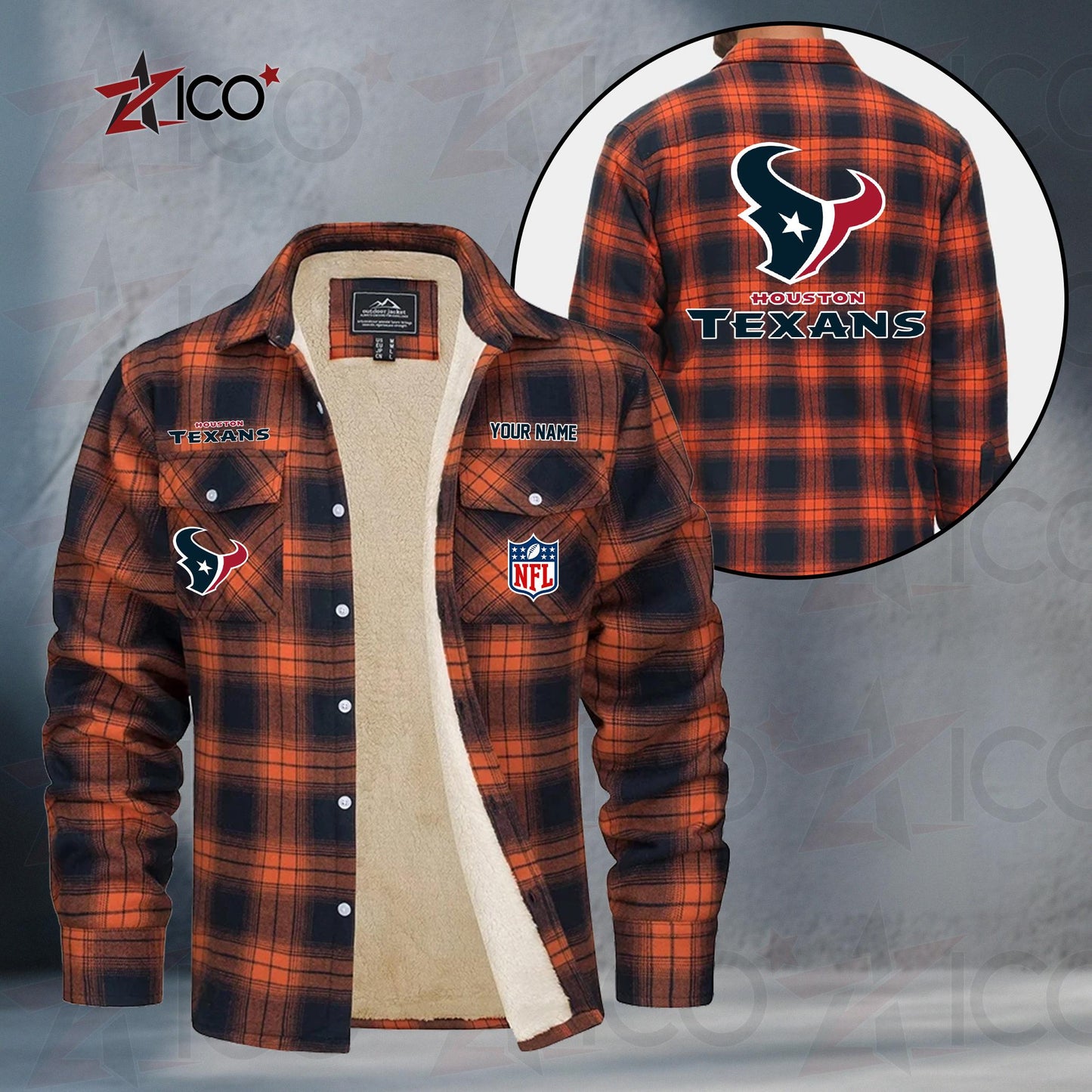 Houston Texans Fleece Flannel Plaid Jacket TG45