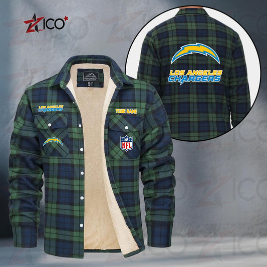 Los Angeles Chargers Fleece Flannel Plaid Jacket TG50