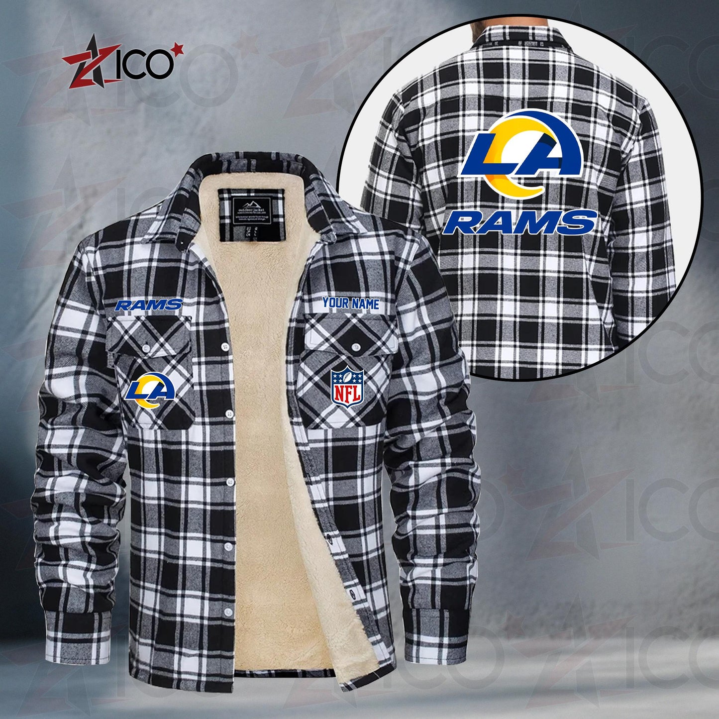 Los Angeles Rams Fleece Flannel Plaid Jacket TG51