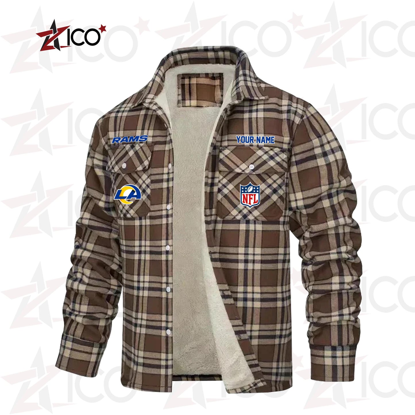 Los Angeles Rams Fleece Flannel Plaid Jacket TG51