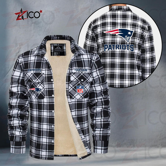 New England Patriots Fleece Flannel Plaid Jacket TG54