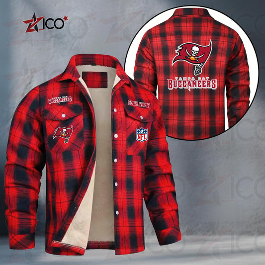 Tampa Bay Buccaneers Fleece Flannel Plaid Jacket TG62