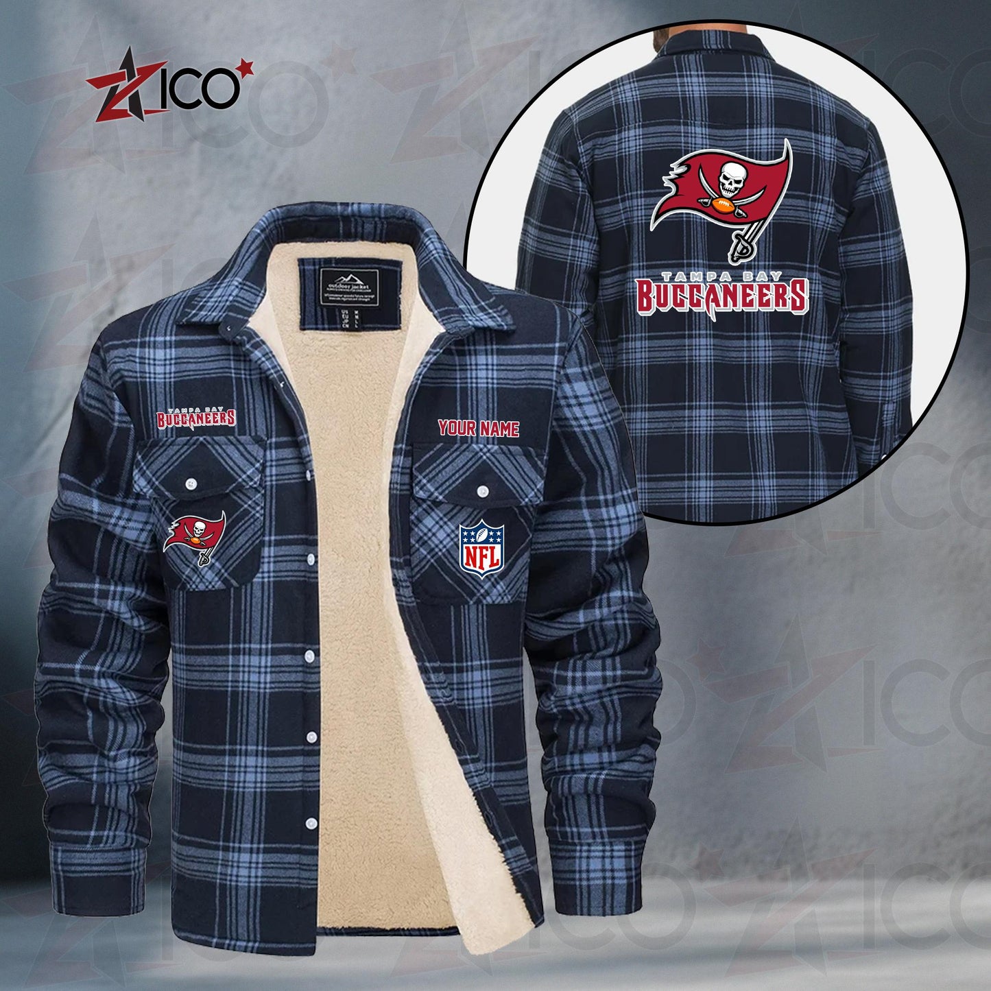 Tampa Bay Buccaneers Fleece Flannel Plaid Jacket TG62