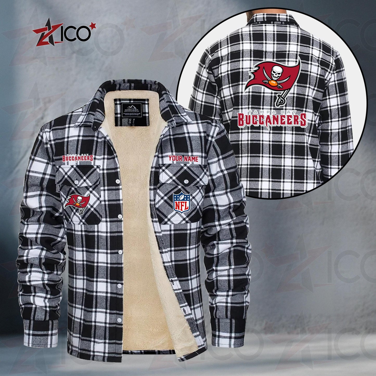 Tampa Bay Buccaneers Fleece Flannel Plaid Jacket TG62