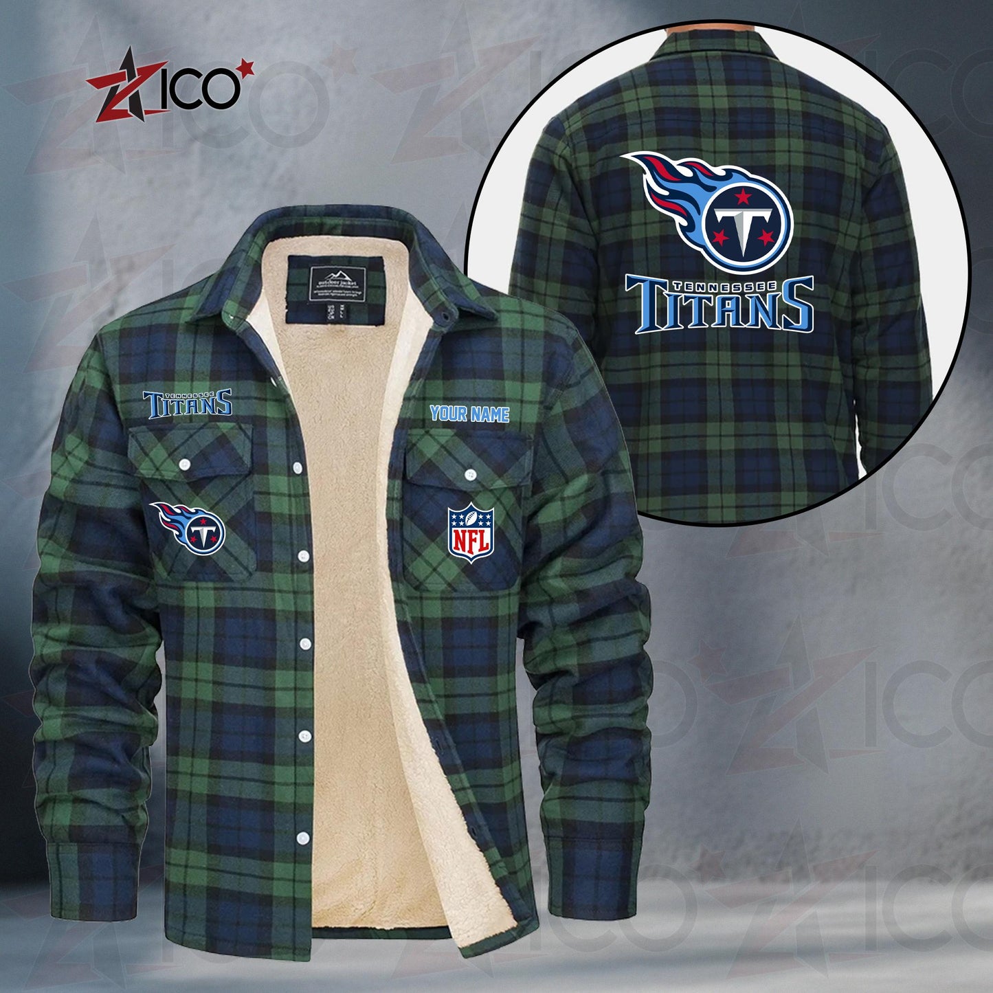 Tennessee Titans Fleece Flannel Plaid Jacket TG63