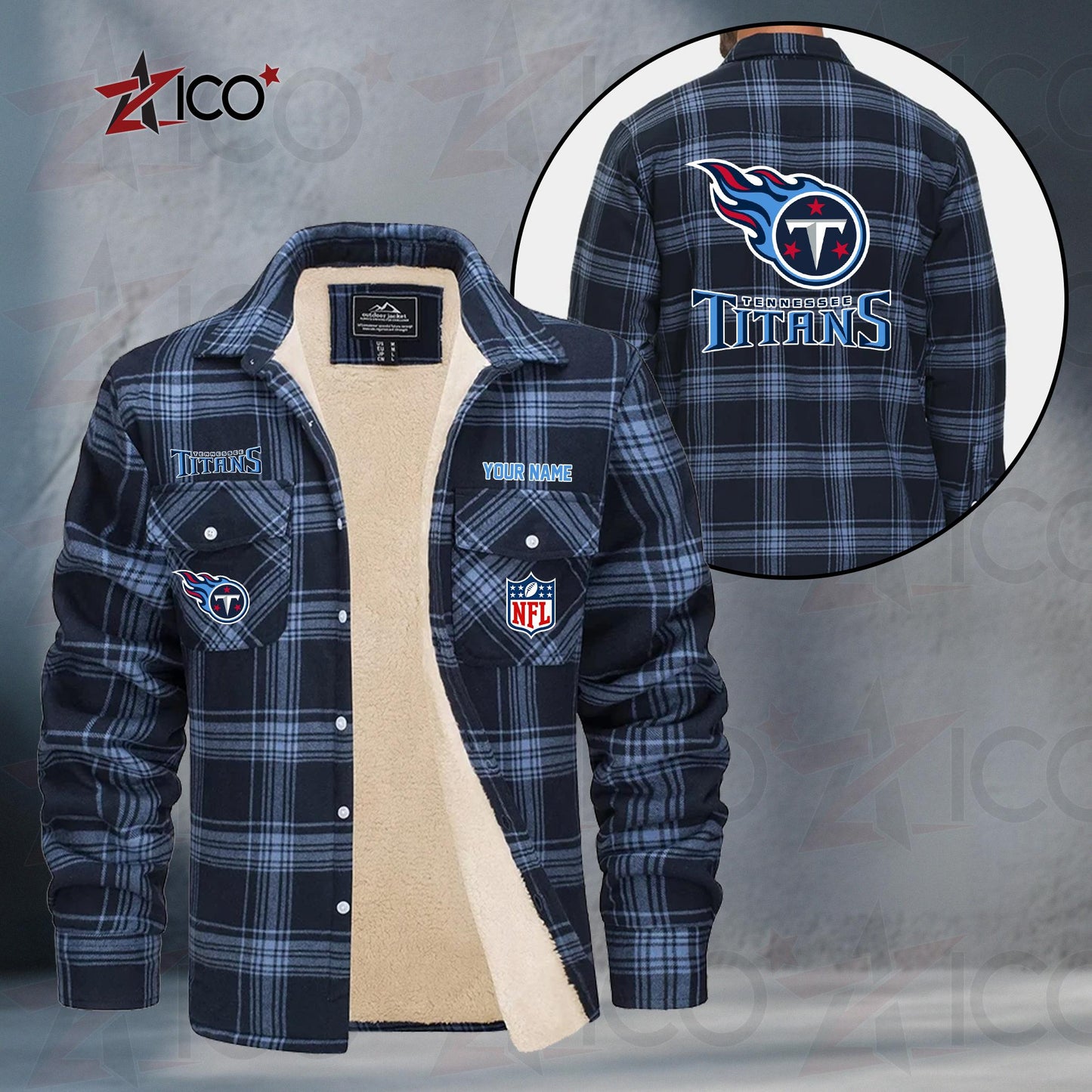 Tennessee Titans Fleece Flannel Plaid Jacket TG63