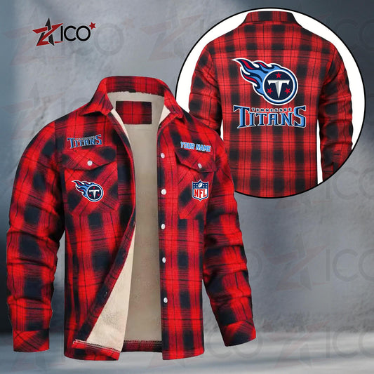 Tennessee Titans Fleece Flannel Plaid Jacket TG63