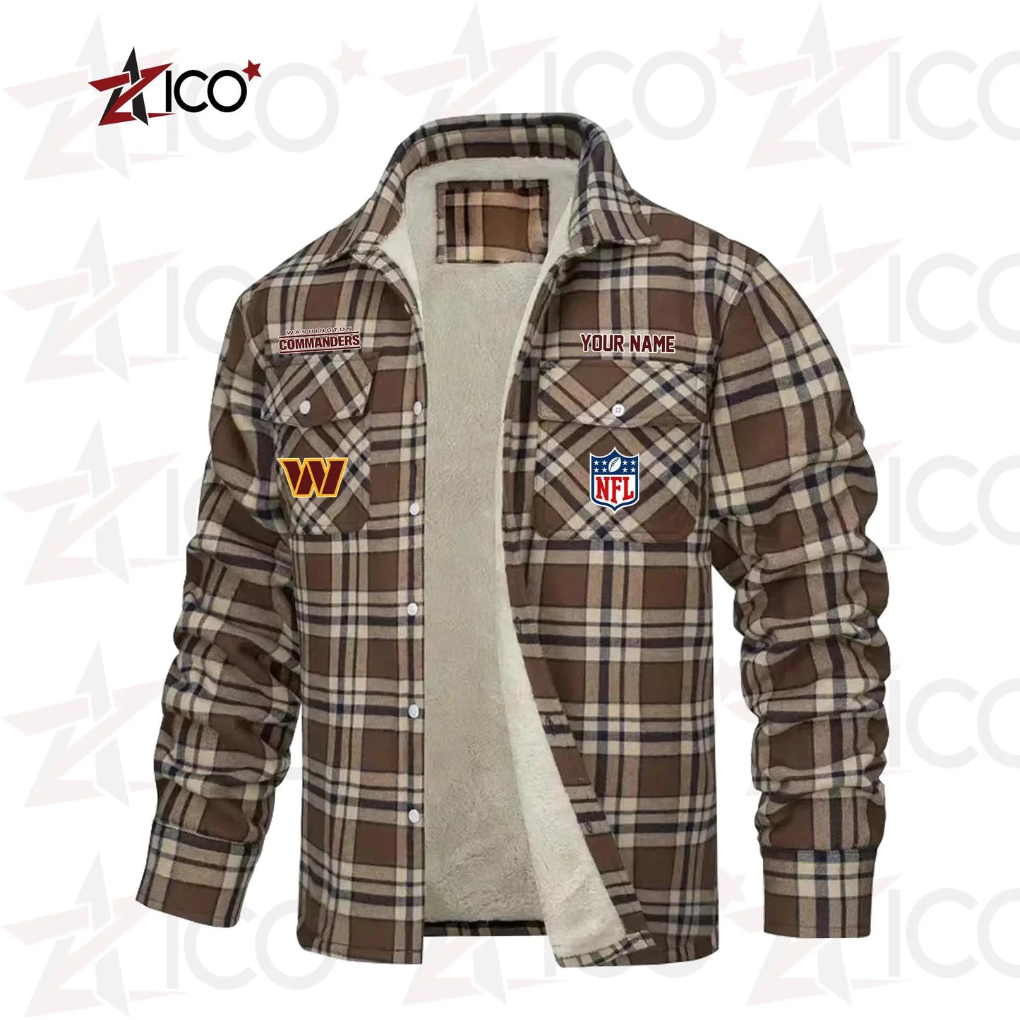 Washington Commanders Fleece Flannel Plaid Jacket TG64