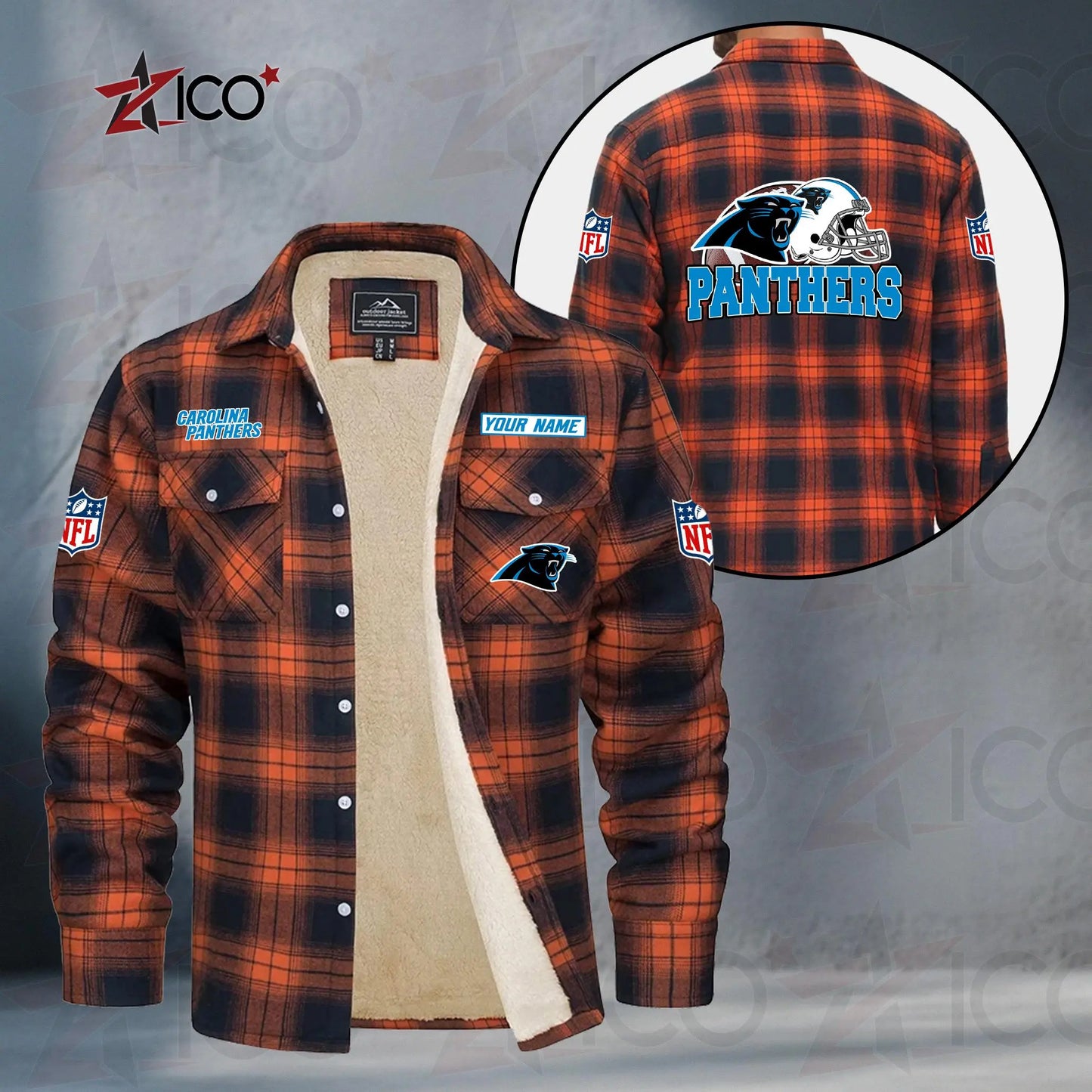 Carolina Panthers Fleece Flannel Plaid Jacket TG101