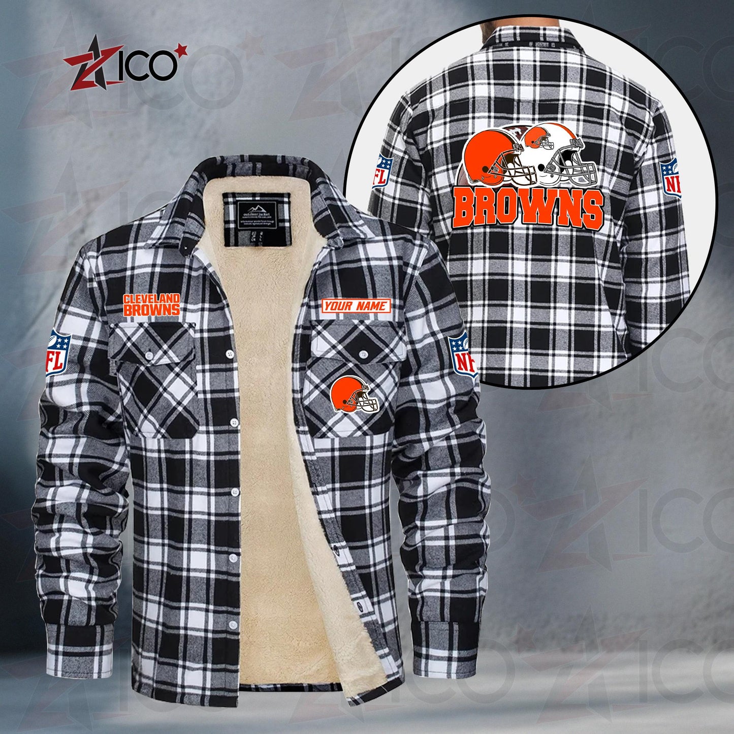 Cleveland Browns Fleece Flannel Plaid Jacket TG104