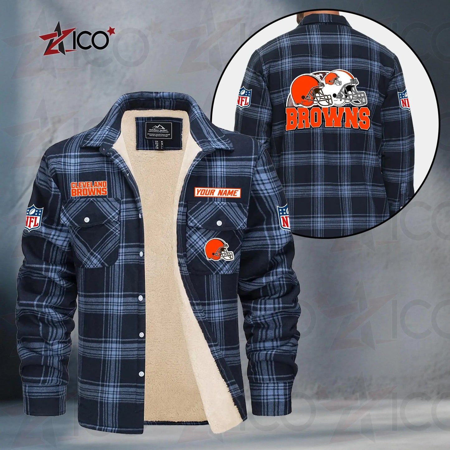 Cleveland Browns Fleece Flannel Plaid Jacket TG104