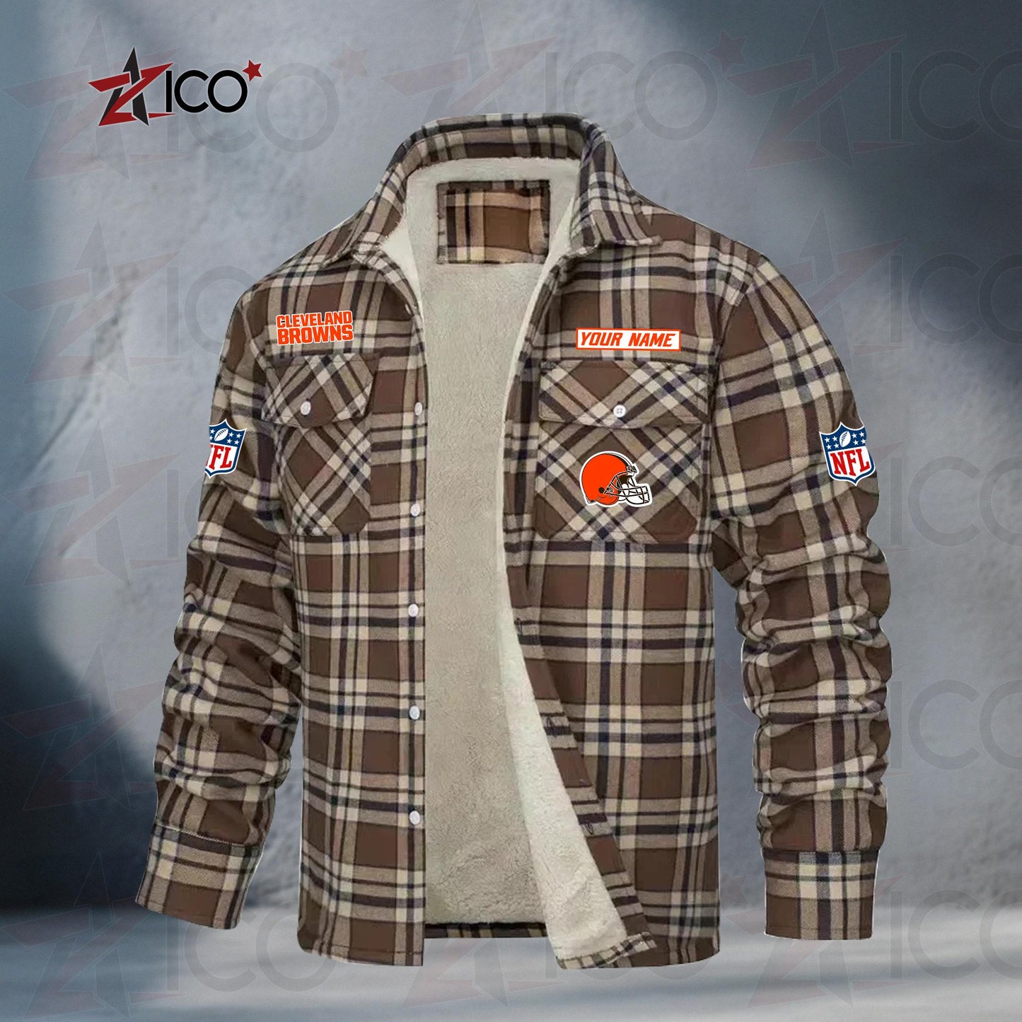 Cleveland Browns Fleece Flannel Plaid Jacket TG104