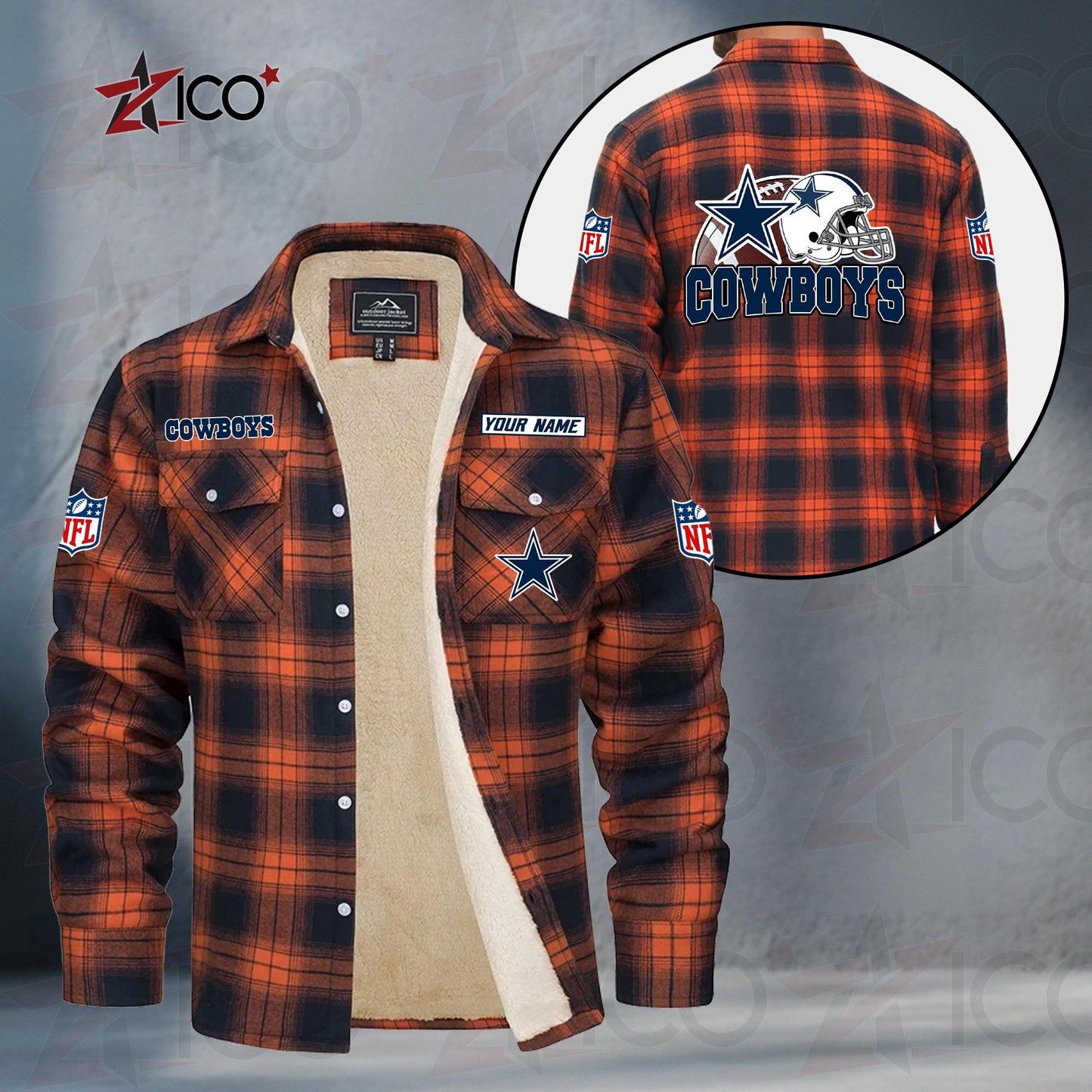 Dallas Cowboys Fleece Flannel Plaid Jacket TG105