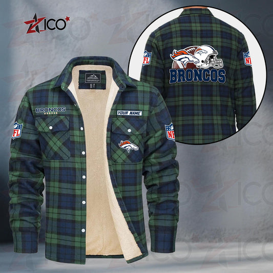 Denver Broncos Fleece Flannel Plaid Jacket TG106