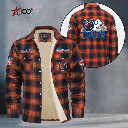 Indianapolis Colts Fleece Flannel Plaid Jacket TG110