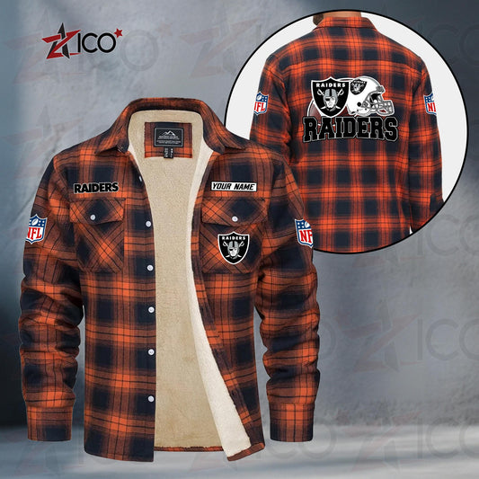 Las Vegas Raiders Fleece Flannel Plaid Jacket TG113