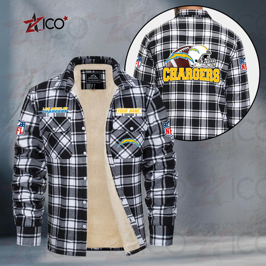 Los Angeles Chargers Fleece Flannel Plaid Jacket TG114