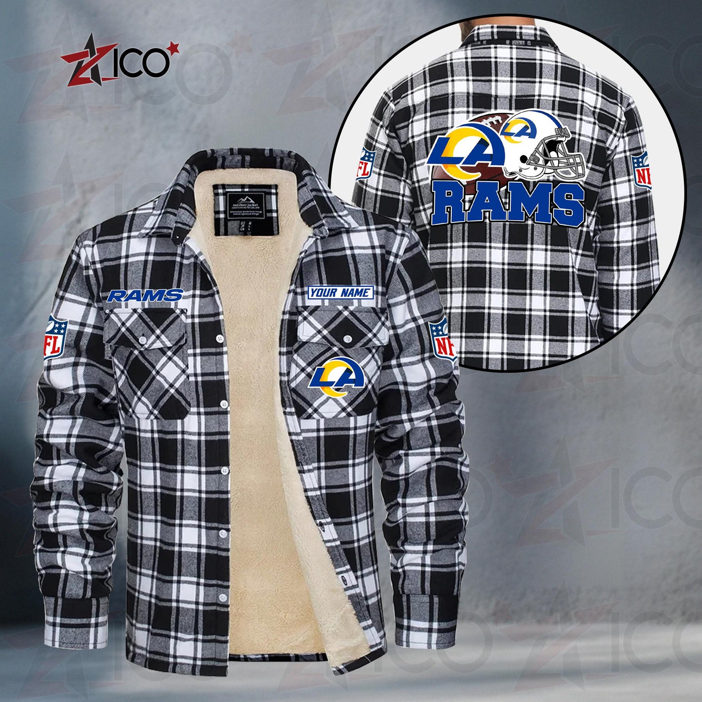 Los Angeles Rams Fleece Flannel Plaid Jacket TG115