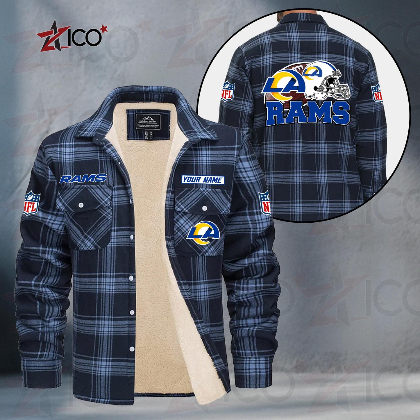 Los Angeles Rams Fleece Flannel Plaid Jacket TG115