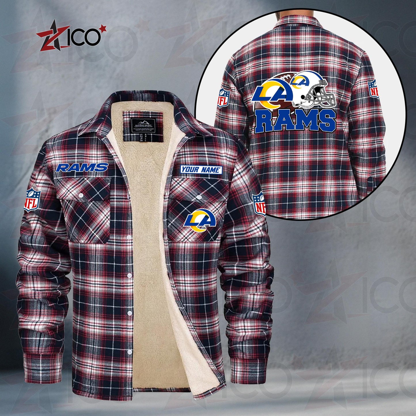 Los Angeles Rams Fleece Flannel Plaid Jacket TG115