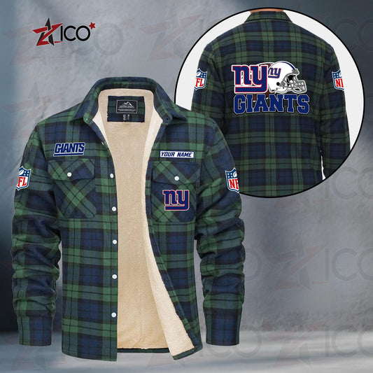 New York Giants Fleece Flannel Plaid Jacket TG120