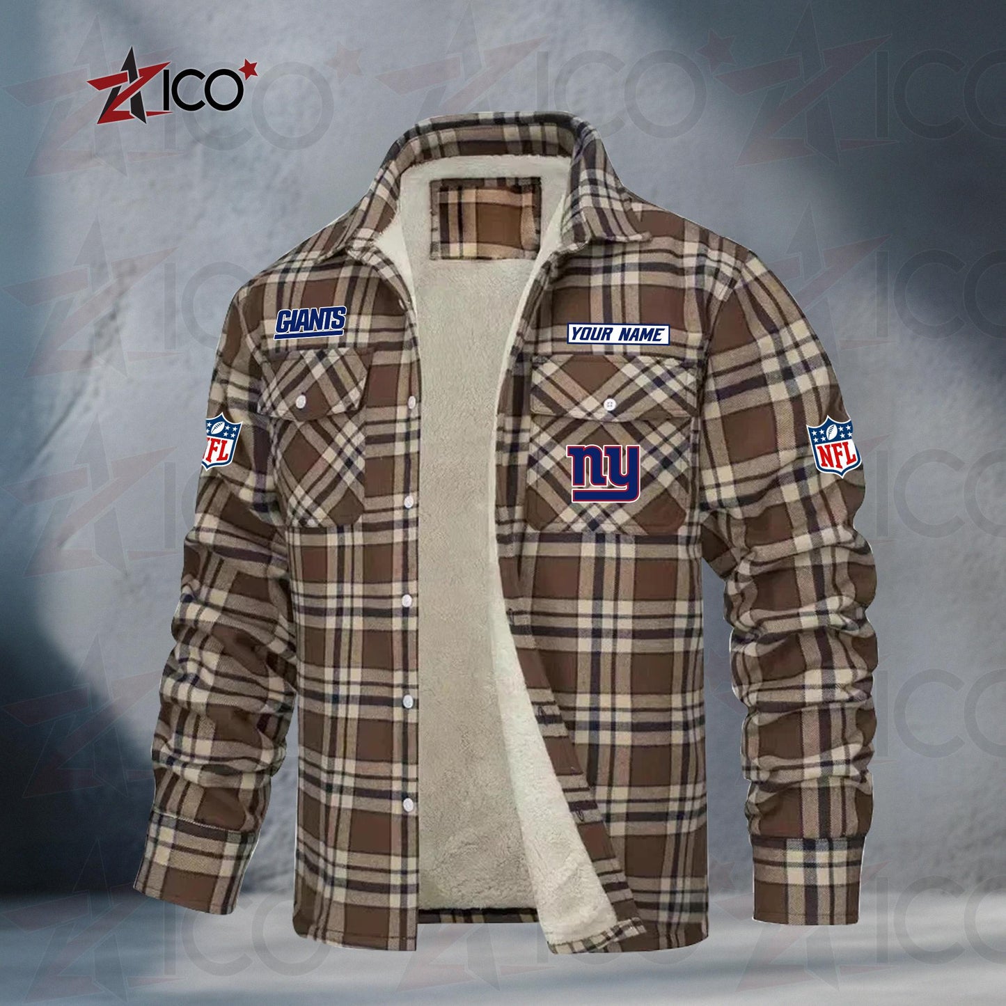 New York Giants Fleece Flannel Plaid Jacket TG120