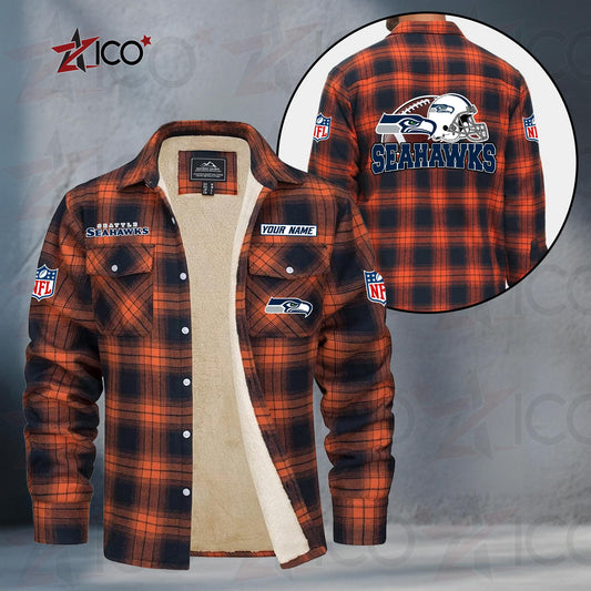 Seattle Seahawks Fleece Flannel Plaid Jacket TG125