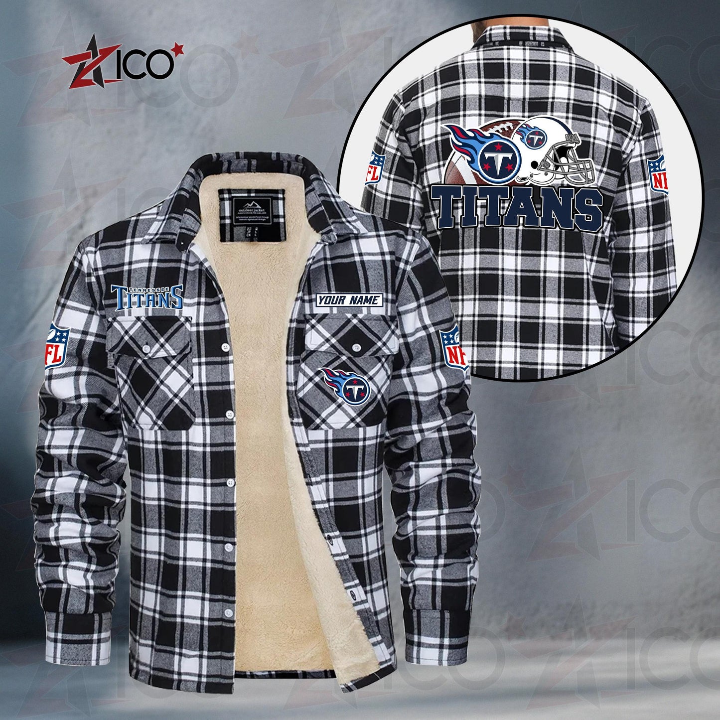Tennessee Titans Fleece Flannel Plaid Jacket TG127