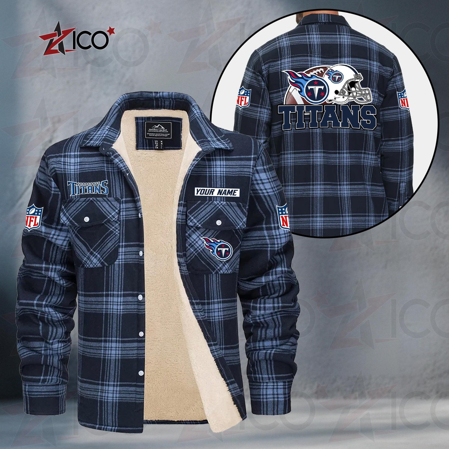 Tennessee Titans Fleece Flannel Plaid Jacket TG127
