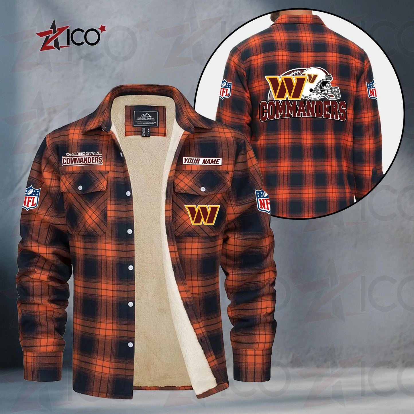 Washington Commanders Fleece Flannel Plaid Jacket TG128