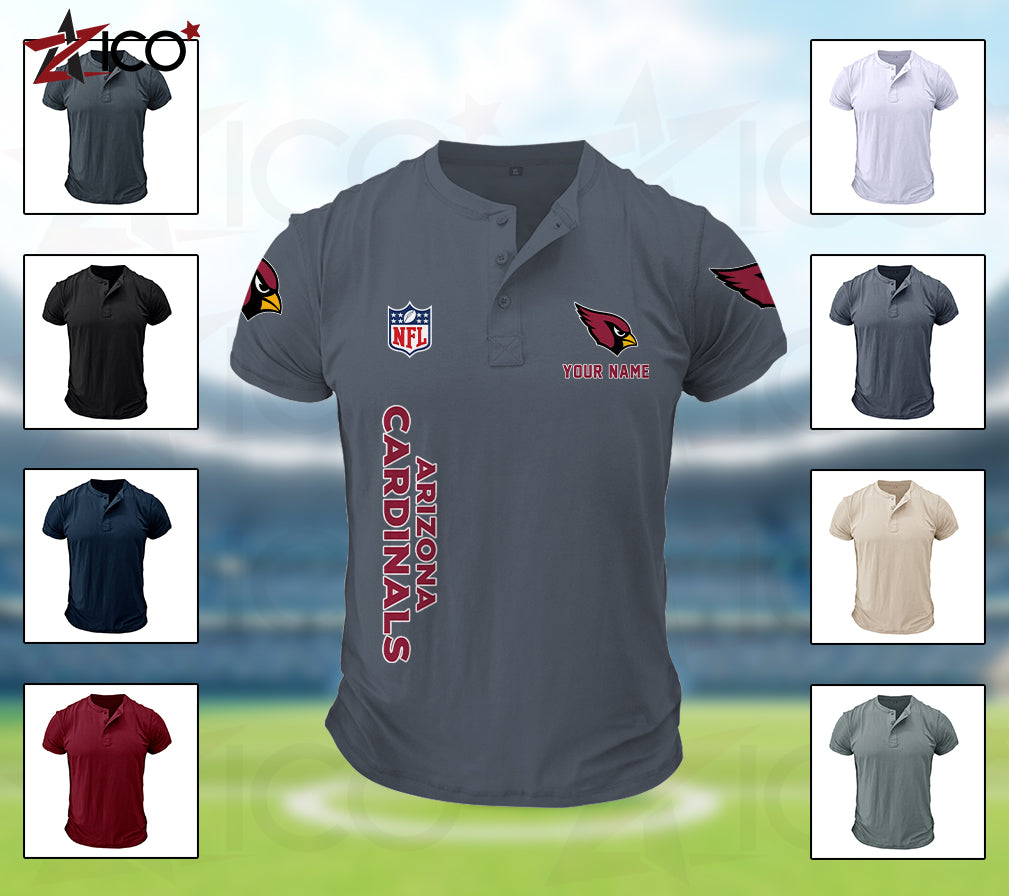 Arizona Cardinals Henley Short Sleeve T-Shirt Trending 2025 AZTG2DHS000033