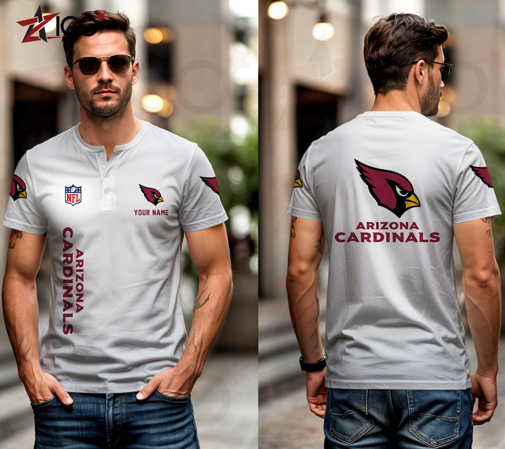 Arizona Cardinals Henley Short Sleeve T-Shirt Trending 2025 AZTG2DHS000033