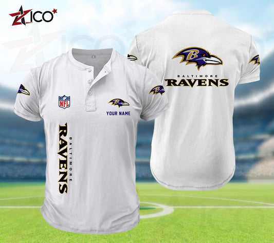 Baltimore Ravens Henley Short Sleeve T-Shirt Trending 2025 AZTG2DHS000035