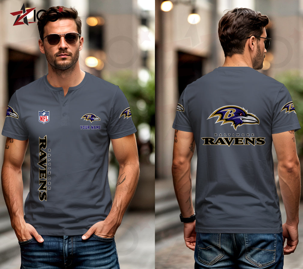 Baltimore Ravens Henley Short Sleeve T-Shirt Trending 2025 AZTG2DHS000035