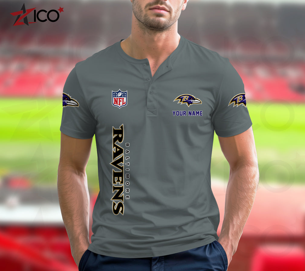 Baltimore Ravens Henley Short Sleeve T-Shirt Trending 2025 AZTG2DHS000035
