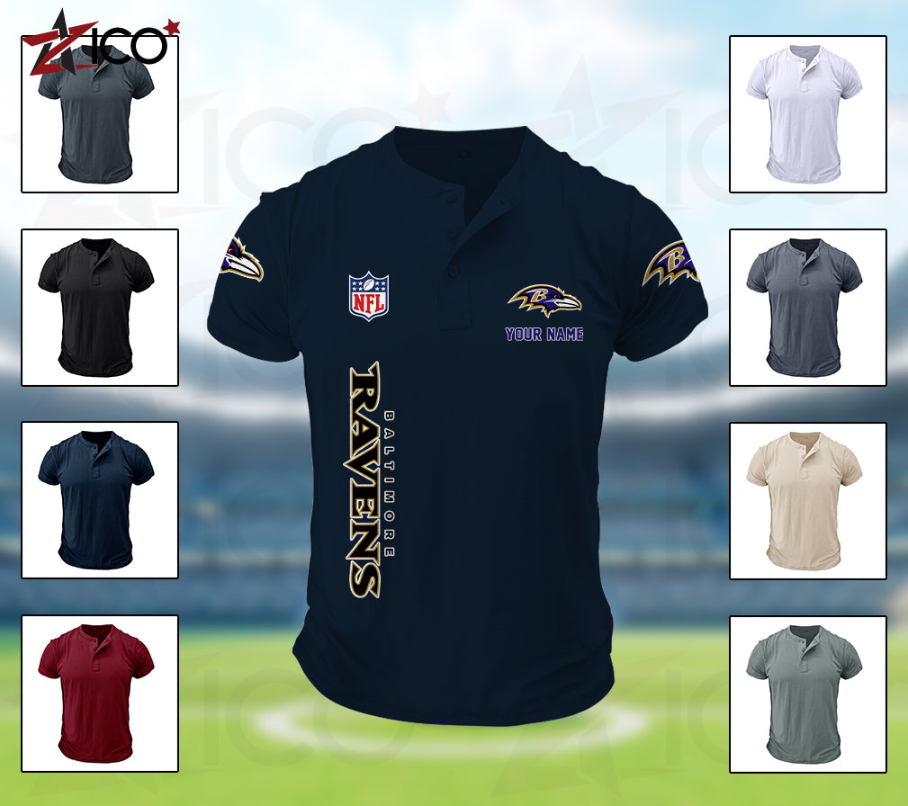 Baltimore Ravens Henley Short Sleeve T-Shirt Trending 2025 AZTG2DHS000035