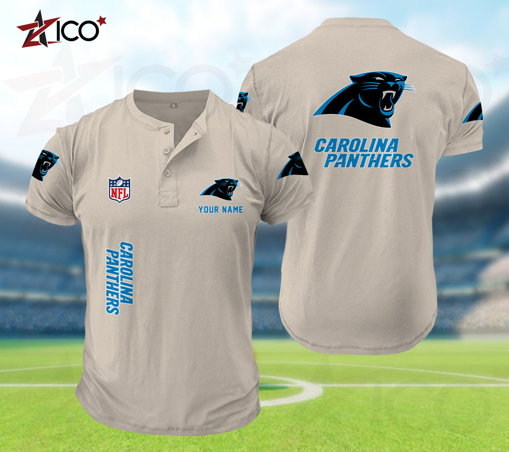 Carolina Panthers Henley Short Sleeve T-Shirt Trending 2025 AZTG2DHS000037