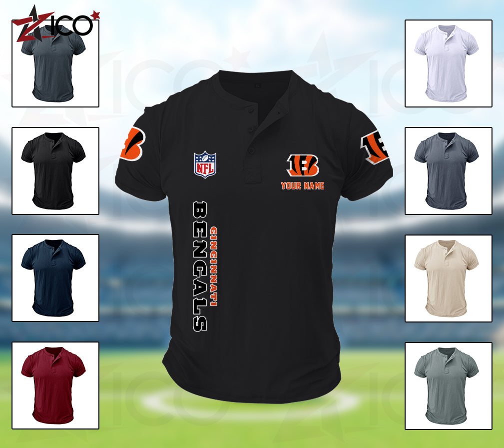 Cincinnati Bengals Henley Short Sleeve T-Shirt Trending 2025 AZTG2DHS000039