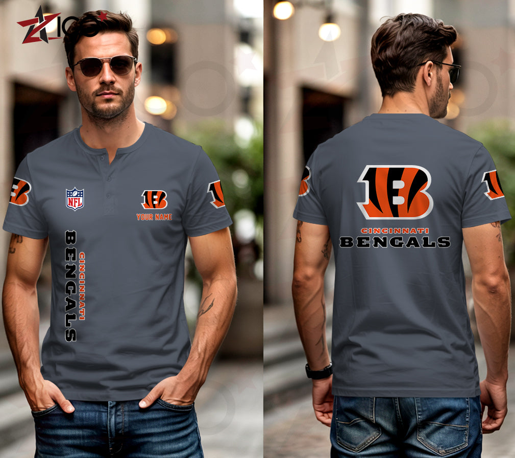 Cincinnati Bengals Henley Short Sleeve T-Shirt Trending 2025 AZTG2DHS000039