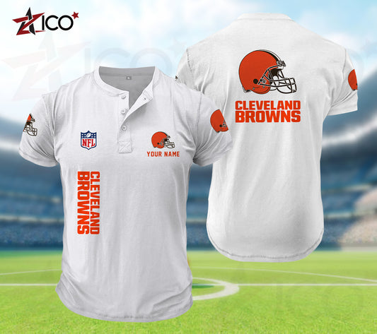 Cleveland Browns Henley Short Sleeve T-Shirt Trending 2025 AZTG2DHS000040
