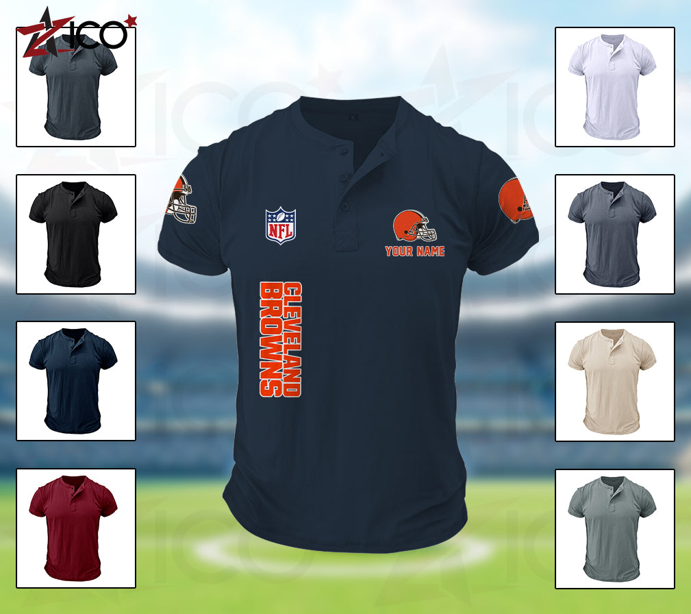 Cleveland Browns Henley Short Sleeve T-Shirt Trending 2025 AZTG2DHS000040