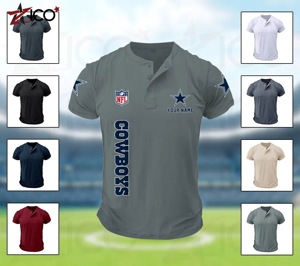 Dallas Cowboys Henley Short Sleeve T-Shirt Trending 2025 AZTG2DHS000041