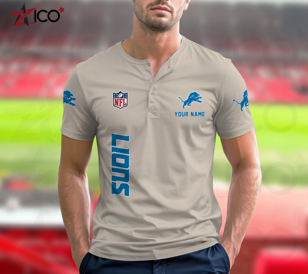Detroit Lions Henley Short Sleeve T-Shirt Trending 2025 AZTG2DHS000043
