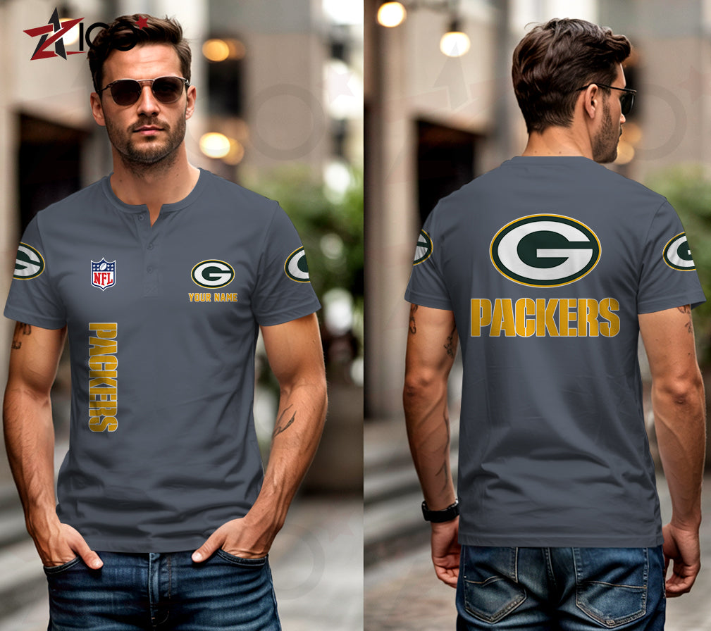 Green Bay Packers Henley Short Sleeve T-Shirt Trending 2025 AZTG2DHS000044