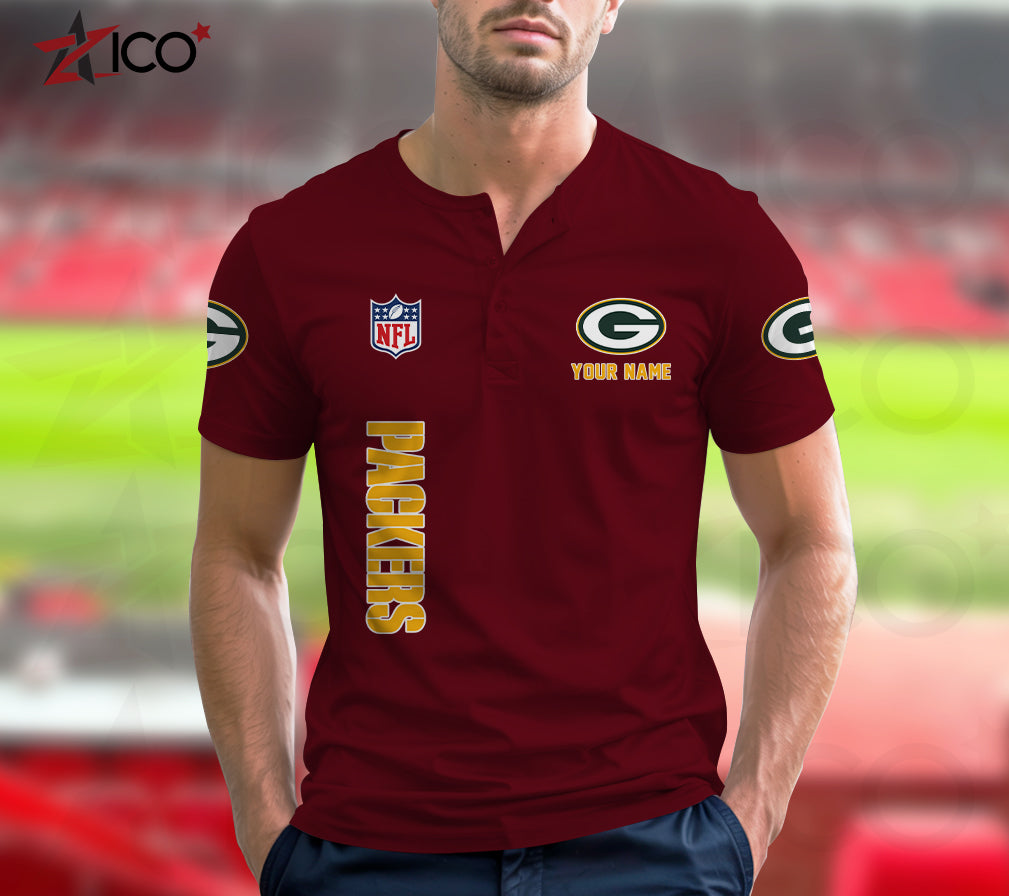 Green Bay Packers Henley Short Sleeve T-Shirt Trending 2025 AZTG2DHS000044