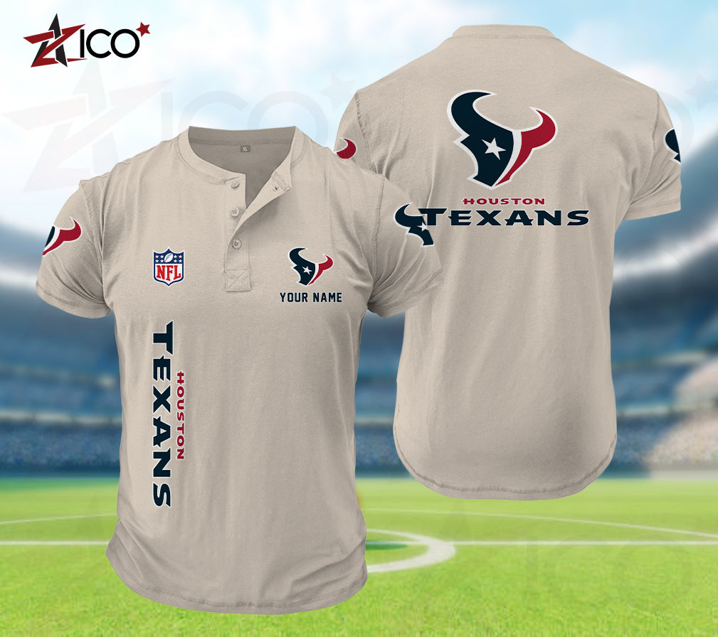 Houston Texans Henley Short Sleeve T-Shirt Trending 2025 AZTG2DHS000045