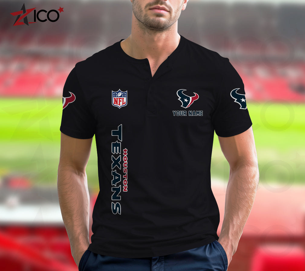 Houston Texans Henley Short Sleeve T-Shirt Trending 2025 AZTG2DHS000045