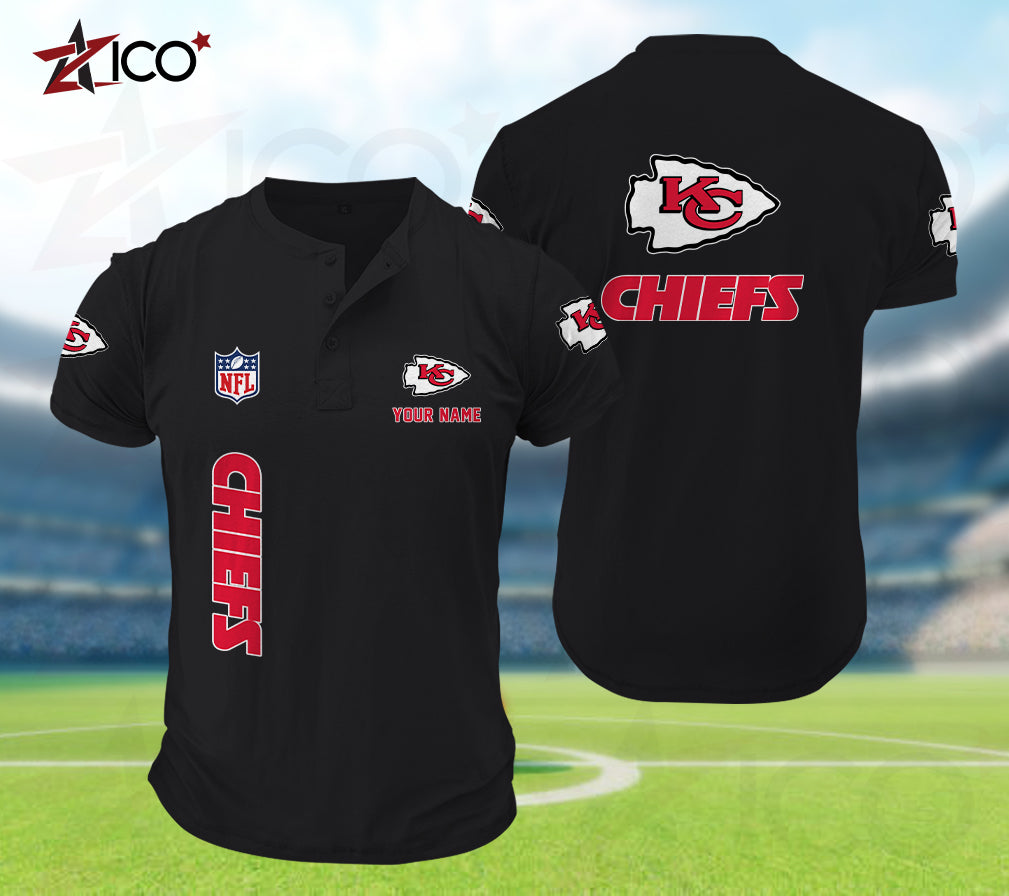 Kansas City Chiefs Henley Short Sleeve T-Shirt Trending 2025 AZTG2DHS000048