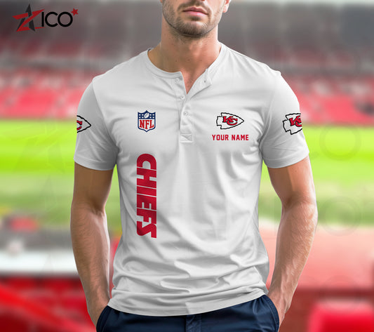 Kansas City Chiefs Henley Short Sleeve T-Shirt Trending 2025 AZTG2DHS000048