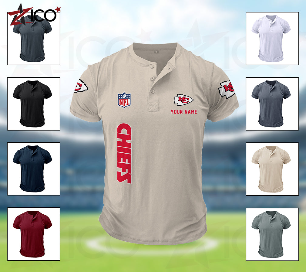 Kansas City Chiefs Henley Short Sleeve T-Shirt Trending 2025 AZTG2DHS000048